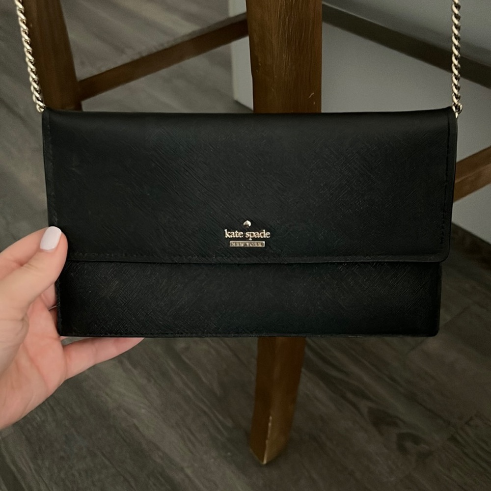 Kate spade black clutch purse with mini wallet
